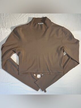 Aritzia Cropped Mock Neck Open Back Long Sleeve Top